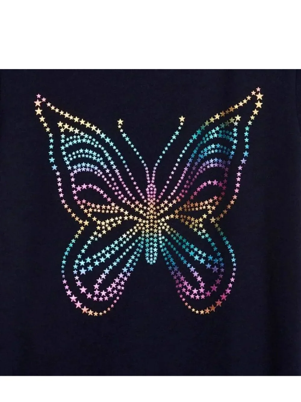 Gap Kids Girls Short-Sleeve Navy Butterfly Foil Tee Graphic T-Shirt M